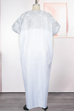 Casual Print Contrast V Neck Long Dresses