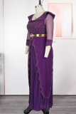 Elegant Solid Color Hot Drill V Neck Long Plus Size Dresses