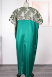 Casual Print Contrast V Neck Long Dresses