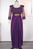 Elegant Solid Color Hot Drill V Neck Long Plus Size Dresses