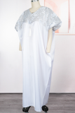Casual Print Contrast V Neck Long Dresses