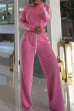 Casual Stripe Contrast Turndown Collar Long Sleeve Two Pieces