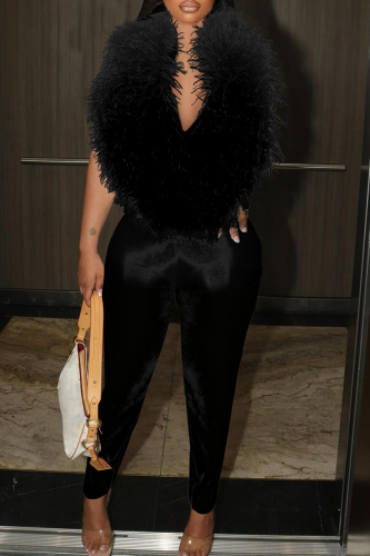 Sexy Solid Color Backless Deep V Neck Skinny Jumpsuits