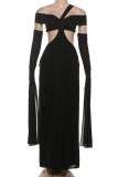 Sexy Solid Color Hollow Out Off Shoulder Long Dresses