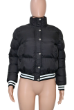 Casual Stripe Contrast Mandarin Collar Outerwear