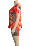 Casual Tie Dye Patchwork O Neck Plus Size Two Pieces
