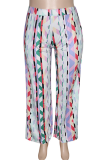 Casual Geometric Print Pocket Plus Size