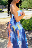 Sexy Fashion Print Strapless Slim Dress