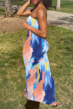 Sexy Fashion Print Strapless Slim Dress
