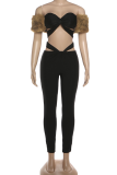 Sexy Solid Color Hollow Out Strapless Two Pieces