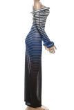 Sexy Print Mesh Off Shoulder Long Dresses