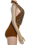 Sexy Zipper Mandarin Collar Skinny Rompers