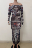 Sexy Print Off Shoulder Long Dresses