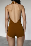 Sexy Zipper Mandarin Collar Skinny Rompers