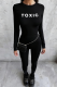 Casual Letters Patchwork O Neck Skinny Jumpsuits