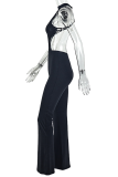 Sexy Solid Color Hollow Out Halter Skinny Jumpsuits