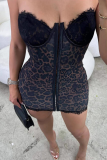 Sexy Leopard Print Patchwork Strapless Wrapped Skirt Dresses