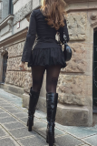 Casual Solid Color Zipper Zipper Collar Long Sleeve Two Pieces