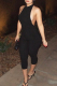 Sexy Solid Color Backless Halter Skinny Jumpsuits