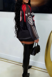 Casual Letters Contrast V Neck Tops