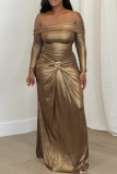Elegant Solid Color Ruched Off Shoulder Long Dresses