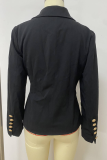 Casual Solid Color Buttons Turn-back Collar Outerwear