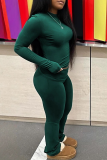 Casual Solid Color O Neck Long Sleeve Two Pieces