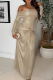 Elegant Solid Color Ruched Off Shoulder Long Dresses