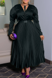 Elegant Solid Color Pleated V Neck Plus Size Two Pieces