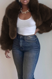 Casual Solid Color Patchwork Cardigan Collar Plus Size Overcoat