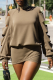 Casual Solid Color Hollow Out O Neck Long Sleeve Two Pieces