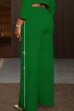 Casual Solid Color Hot Drill Plus Size
