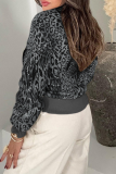 Casual Leopard Print Zipper Zipper Collar Outerwear