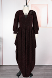 Elegant Solid Color Ruched V Neck Long Plus Size Dresses