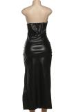 Sexy Solid Color High Slit Spaghetti Strap Long Dresses