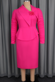 Elegant Solid Color Patchwork V Neck Long Plus Size Dresses