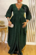 Elegant Solid Color Ruched V Neck Long Plus Size Dresses