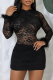 Sexy Solid Color Lace O Neck Wrapped Skirt Dresses