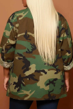 Casual Camouflage Print Buckle Turndown Collar Plus Size Overcoat