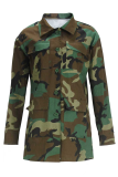 Casual Camouflage Print Buckle Turndown Collar Plus Size Overcoat