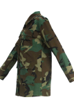 Casual Camouflage Print Buckle Turndown Collar Plus Size Overcoat