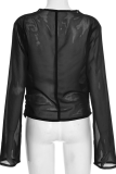 Casual Solid Color Ruched Deep V Neck Tops