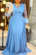 Elegant Solid Color Sequins O Neck Long Plus Size Dresses