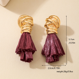 Daily Solid Color Fringed Trim Irregular Earrings