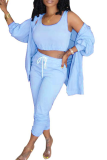 Fashion Sexy adult Ma'am Patchwork Solid Three-Piece Suits Straight Long Sleeve Two Pieces