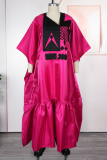 Casual Embroidery Contrast V Neck Long Dresses