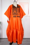 Casual Embroidery Contrast V Neck Long Dresses