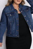Casual Solid Color Buckle Turndown Collar Plus Size Overcoat