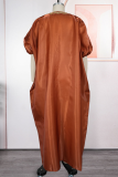 Elegant Solid Color Contrast V Neck Long Dresses