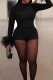 Sexy Solid Color Patchwork O Neck Skinny Rompers